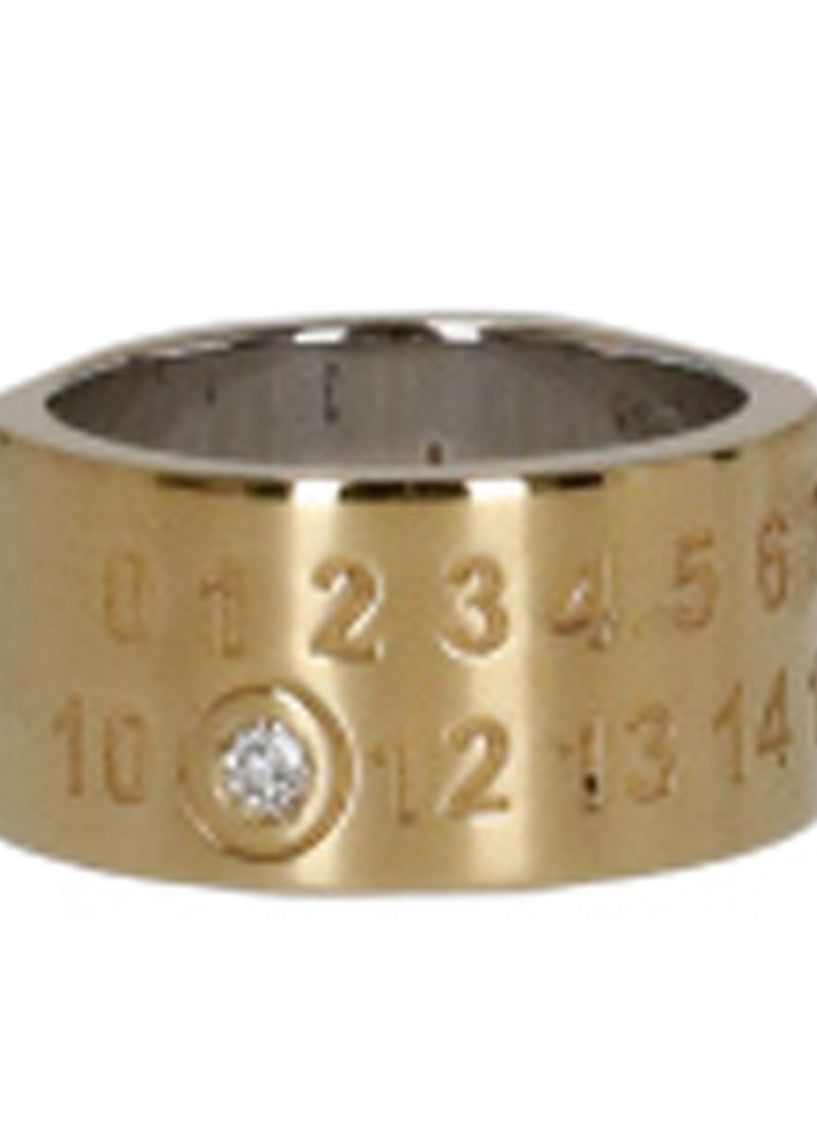 Maison Margiela Embossed Numeric Gold Ring With Synthetic Diamond