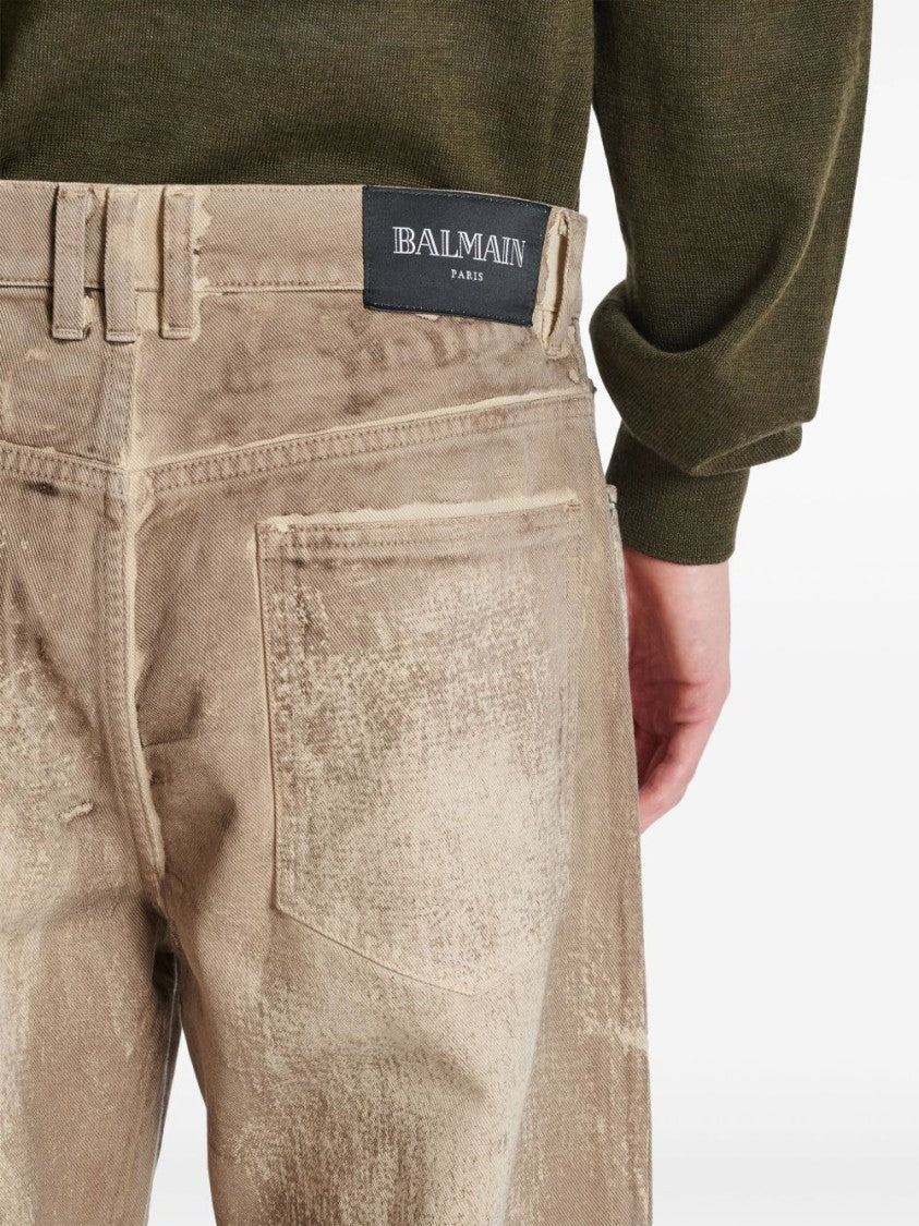 Balmain Relaxed Fit Beige Jeans
