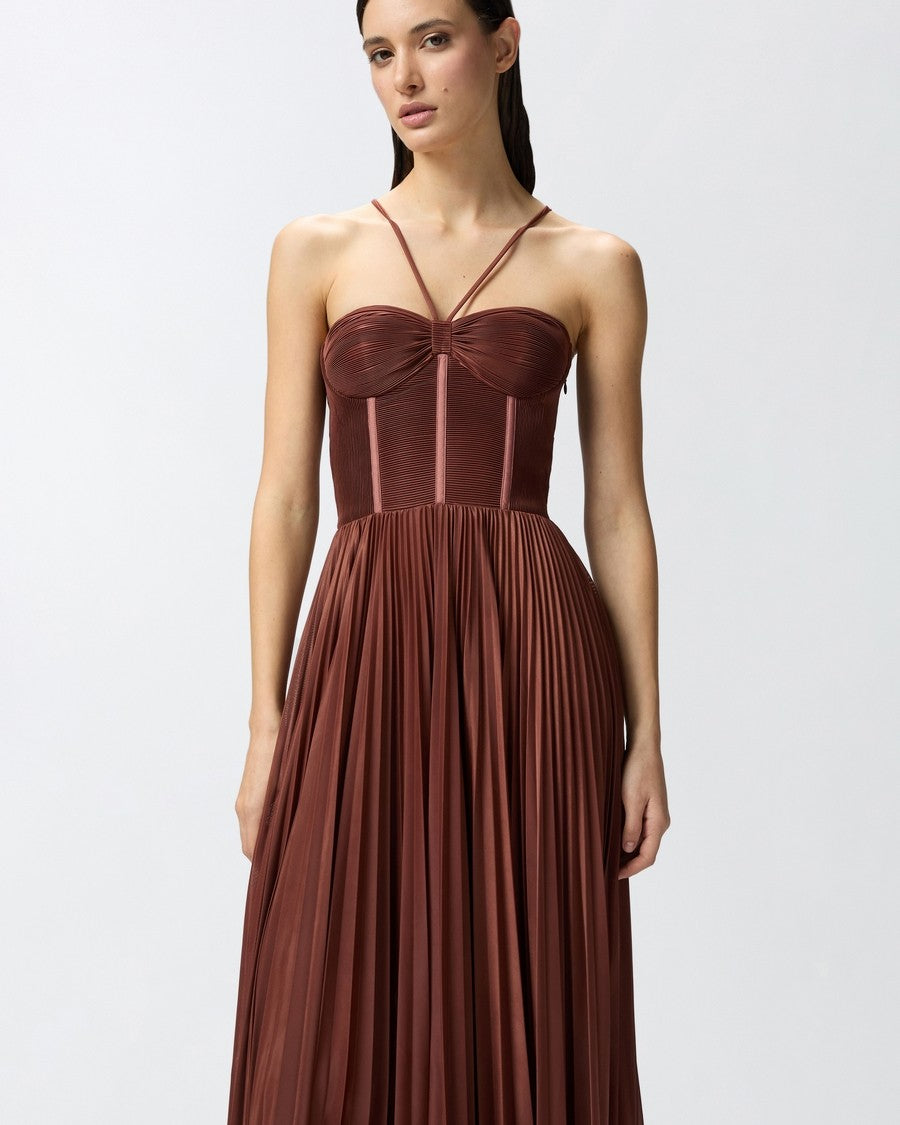 Pinko Beige Maxi Dress With Sweetheart Neckline