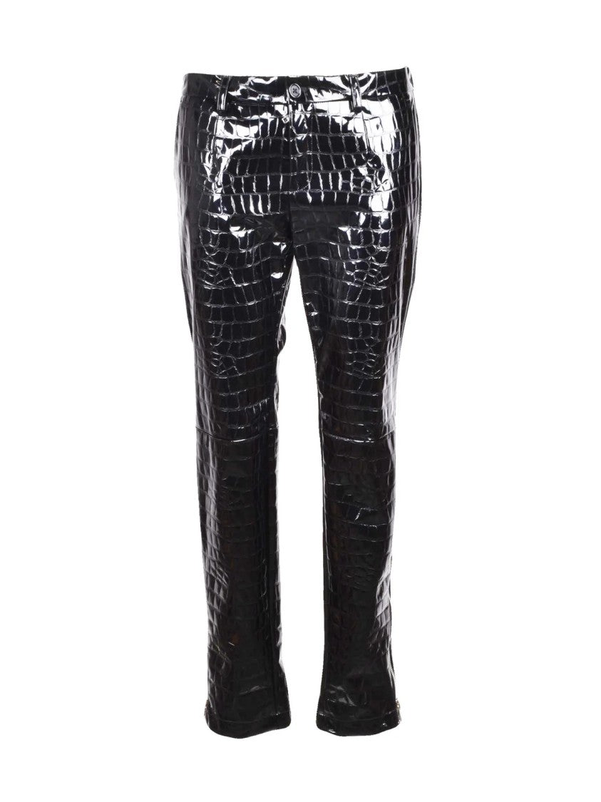 Dolce & Gabbana Patent-Finish Trousers With Crocodile-Like Texture And Low Waist