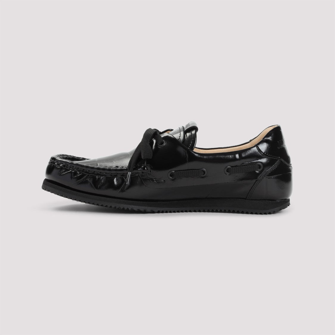 Jacquemus Glossy Black Leather Moccasin Loafers
