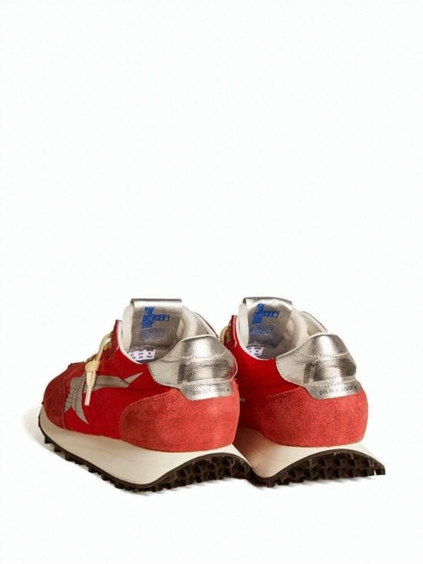Golden Goose Vibrant Red Marathon Sneakers With Textured Upper