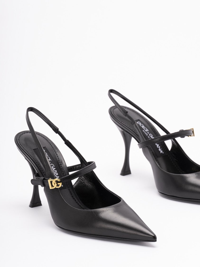 Dolce & Gabbana Pointed Toe Slingbacks With Delicate Ankle Strap