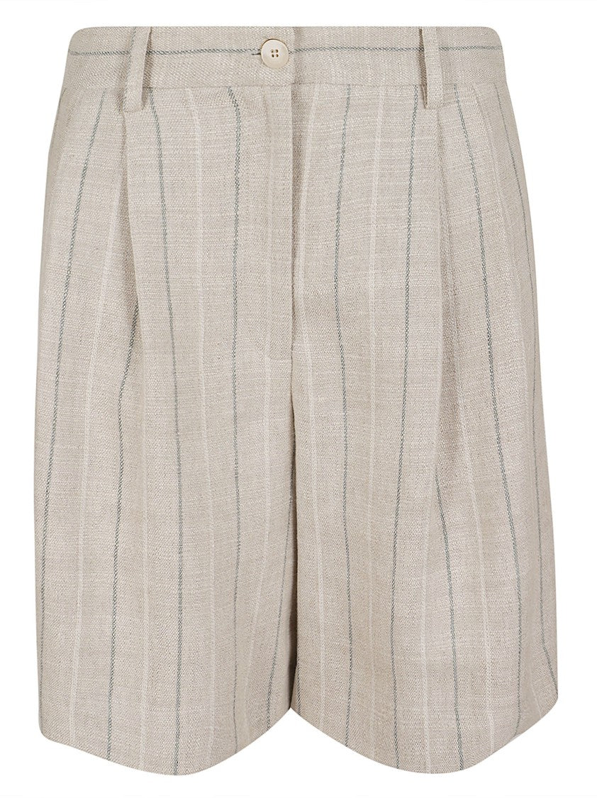 Antonelli Firenze Refined Linen Blend Bermuda Shorts With Pinstripe