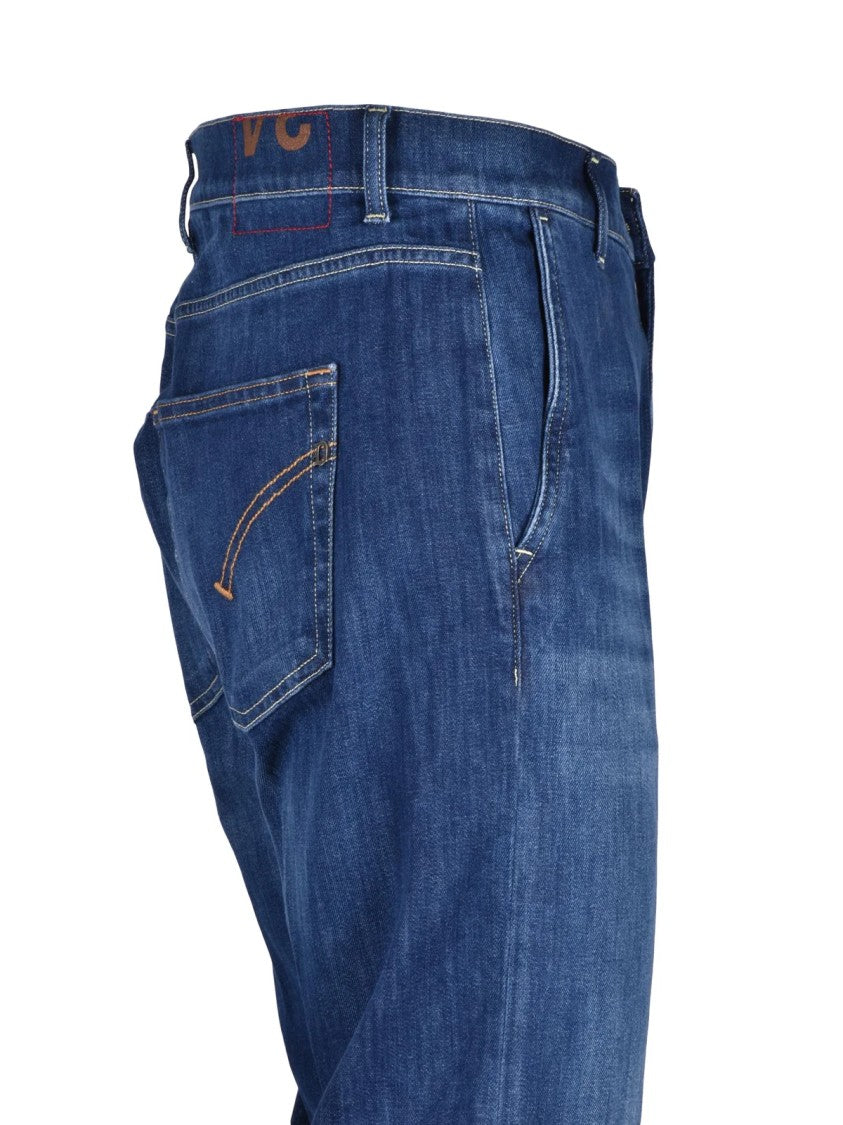 Dondup Blue Jeff Carrot Fit Cotton Elastomultiester Jeans