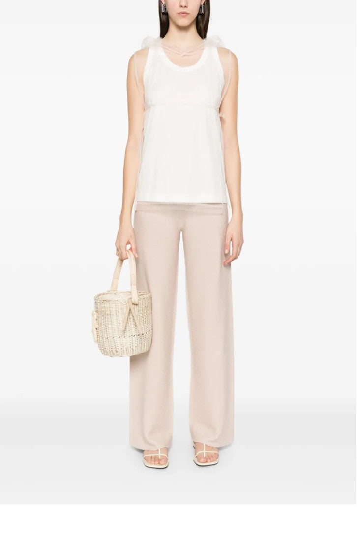 Fabiana Filippi Layered Jersey Top With Sheer Overlay