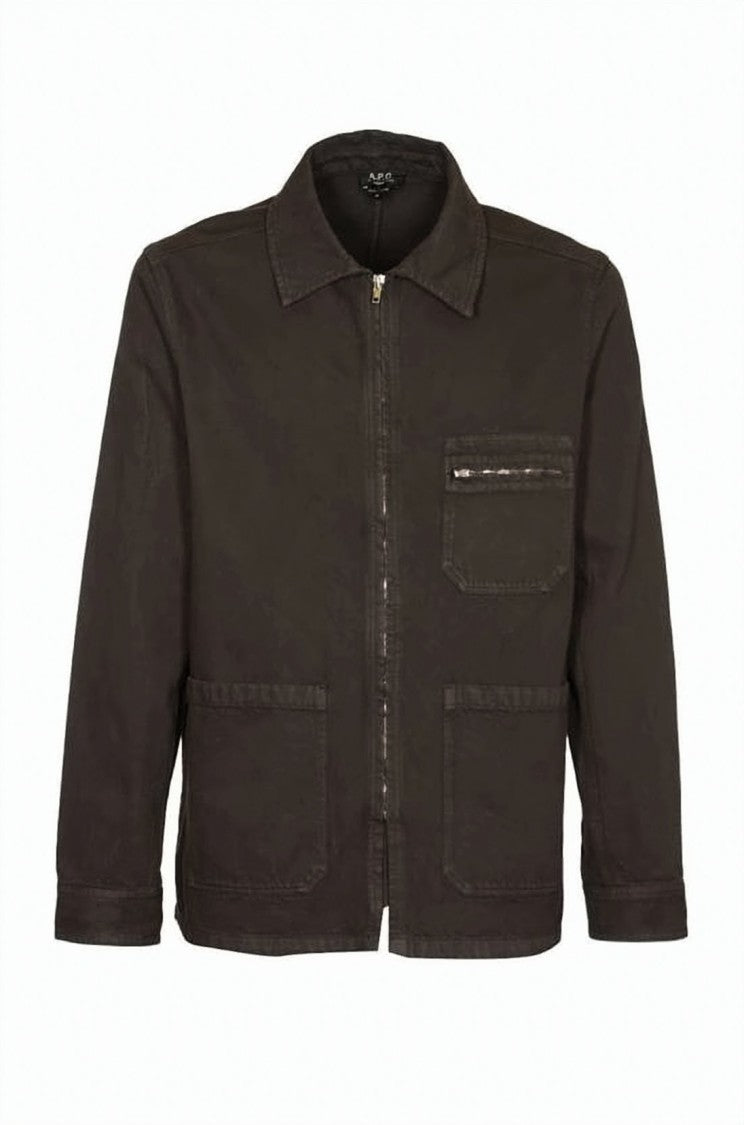 A.P.C. Boxy-Silhouette Brown Cotton Jacket With Classic Collar