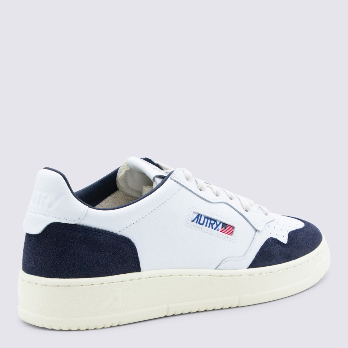 Autry Low-Top Sneakers With Navy Suede Overlays And Stitched Logo