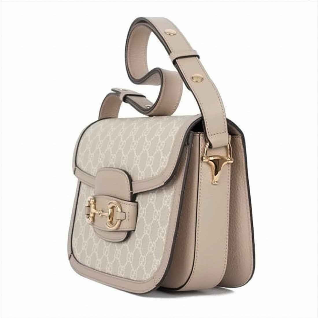 Gucci Structured Shoulder Bag With Gold-Tone Buckle And Monogram Detail