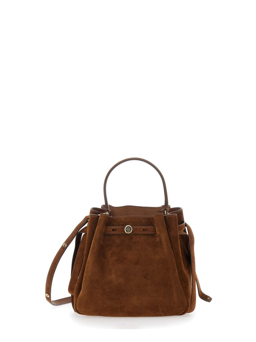 Tory Burch Structured Brown Suede Handbag