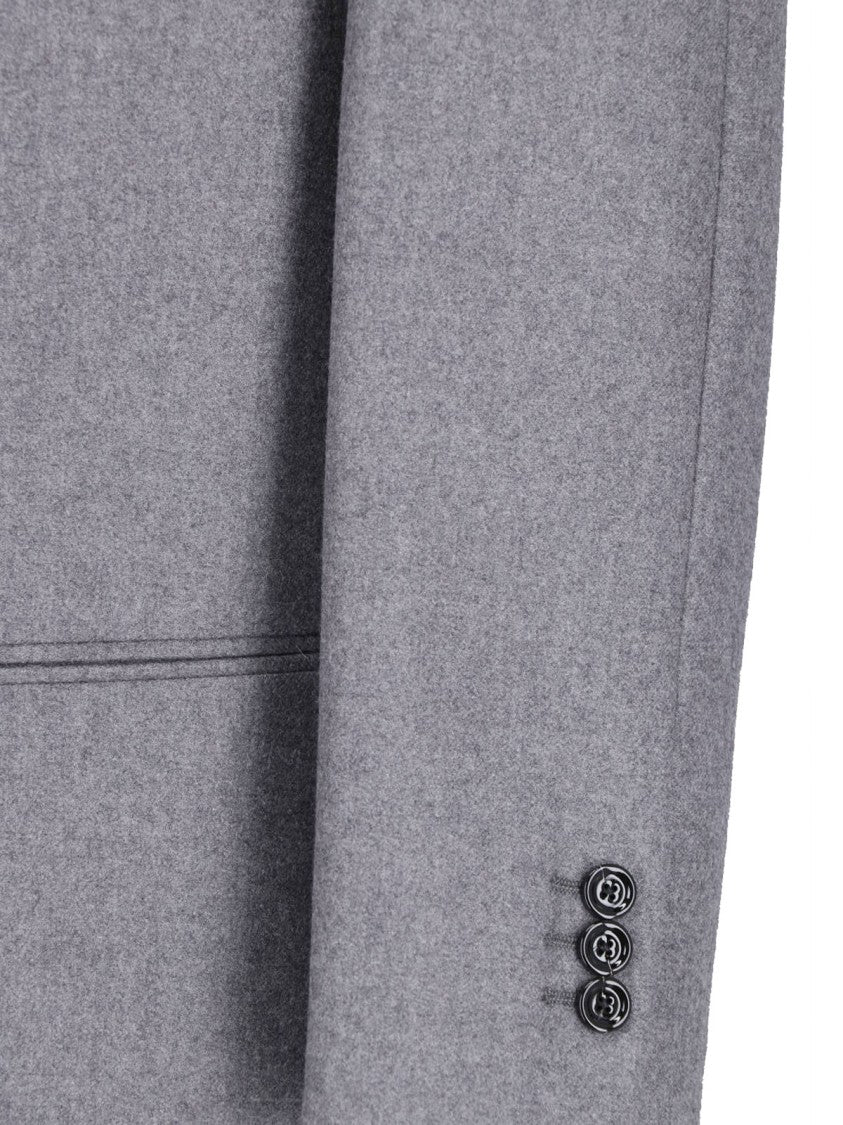 Lardini Grey Single-Breasted Cashmere Blazer