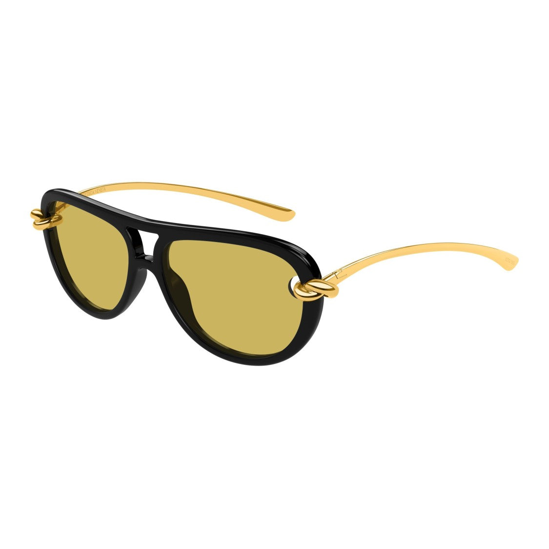 Bottega Veneta Black Bv1418s Aviator Metal Sunglasses