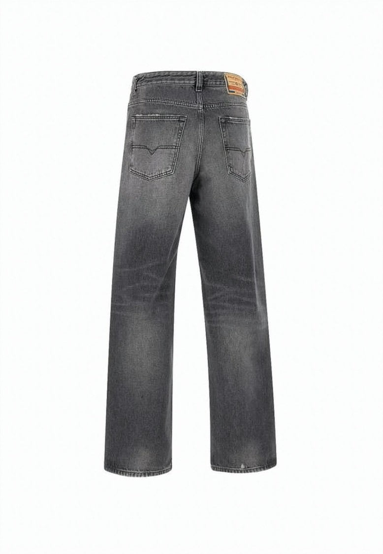 Diesel Relaxed Fit Faded Grey Denim Pants With Five-Pocket Design