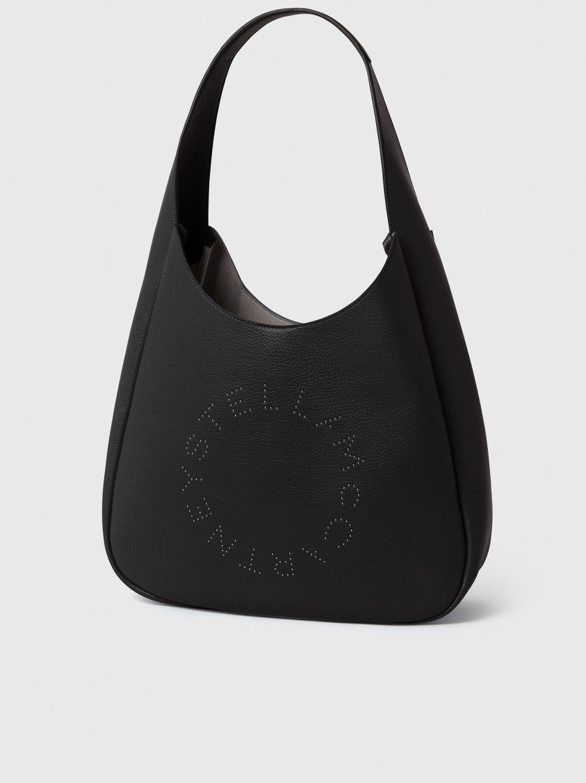 Stella Mccartney Black Large Hobo Eco Grainy Shoulder Bag