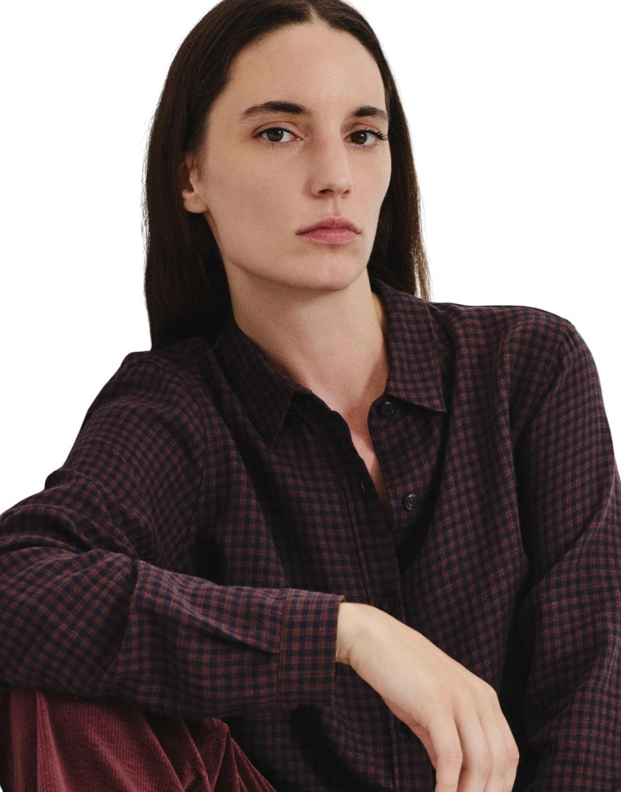 Pomandère Notte Gingham Lyocell-Cotton Flannel Shirt