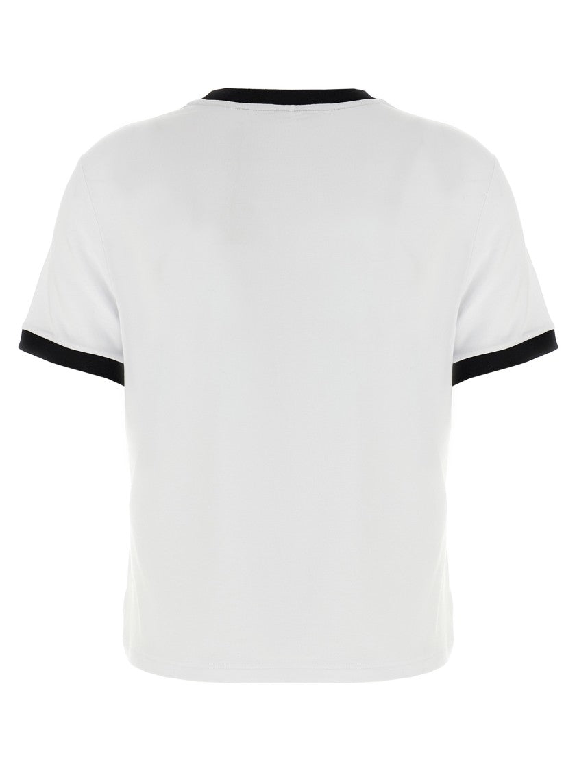 Versace Viscose Stretch Jersey T-Shirt With Contrasting Ribbed Accents
