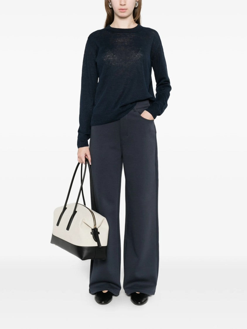 Max Mara Dar Blue Smmbrioso Wide-Leg High-Waist Pants