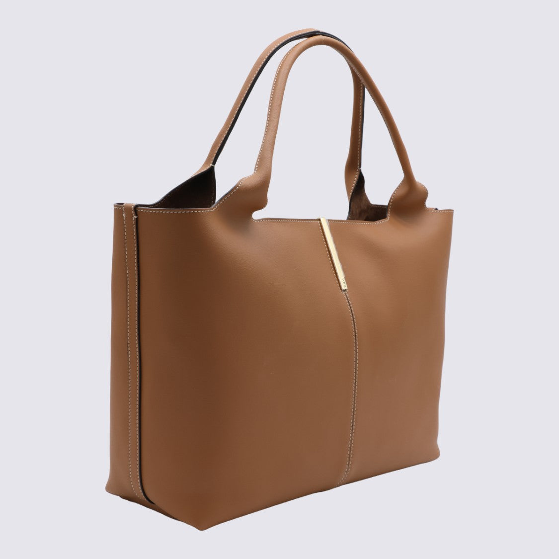 Tod's Structured Tote Bag In Smooth Tan Leather