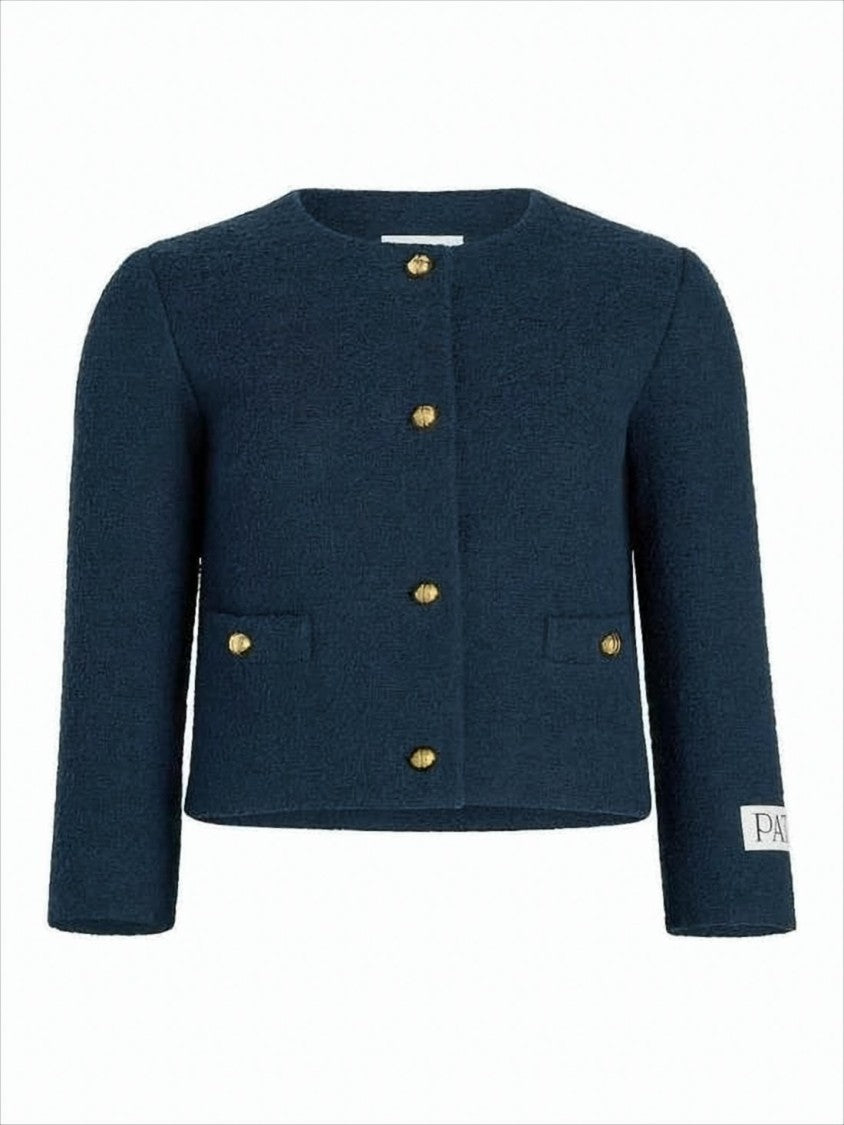 Patou Boxy Cropped Jacket With Textured Fabric