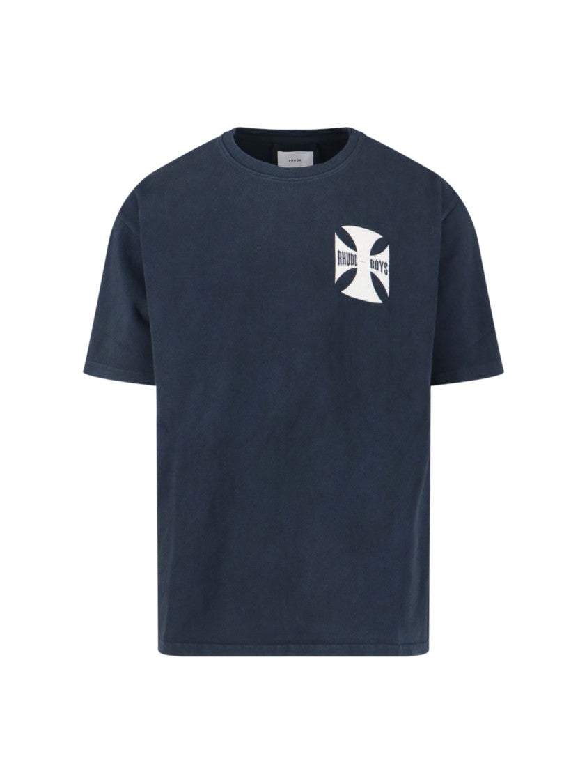 Rhude Contemporary Black T-Shirt With Bold Logo Graphics