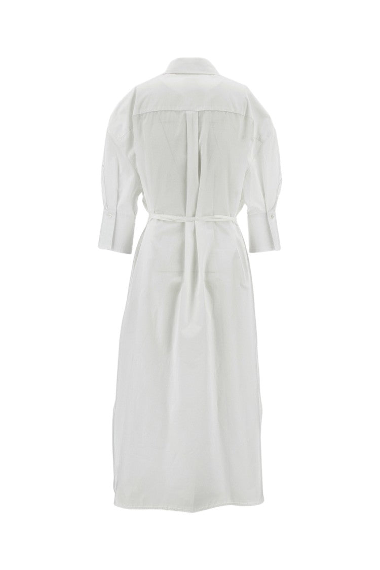 Erdem White Cotton Poplin Midi Dress With Tulip Embroidery