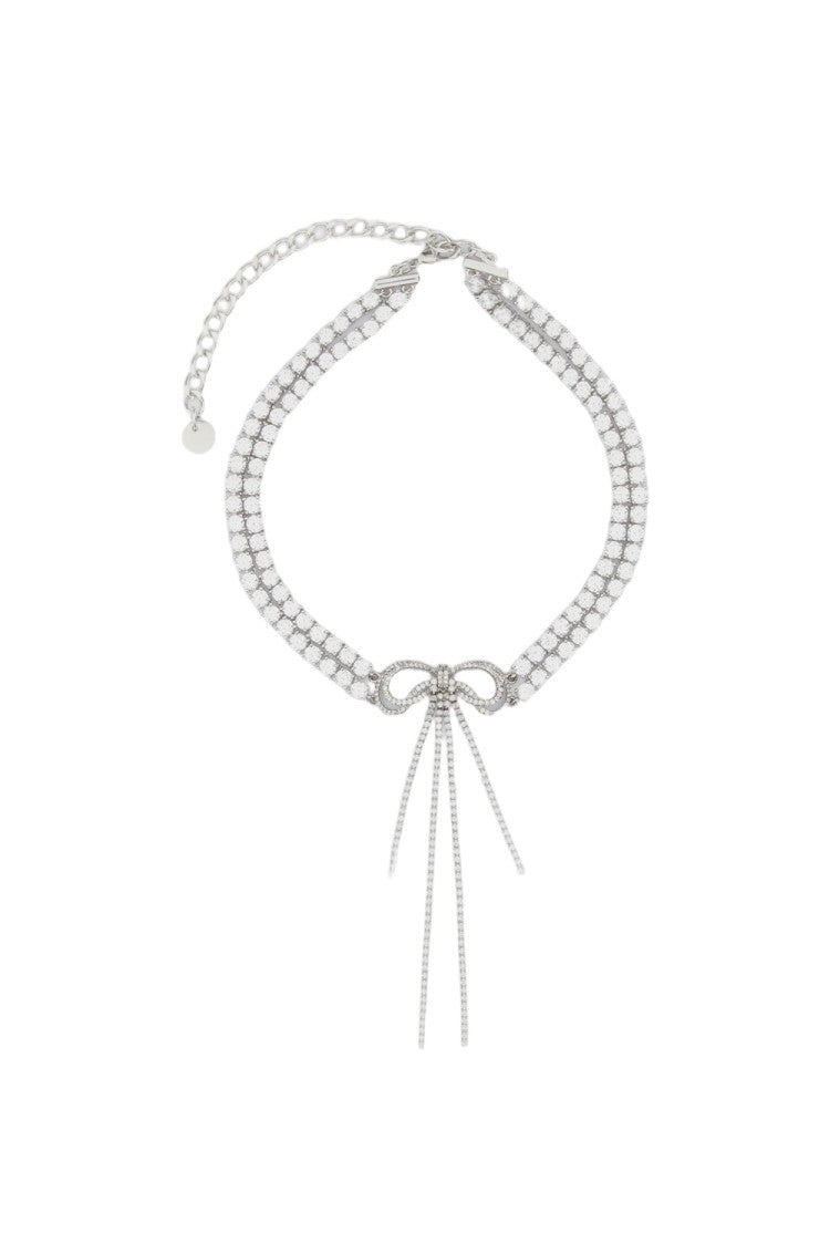 Self-Portrait Silver Double Strand Bow Choker