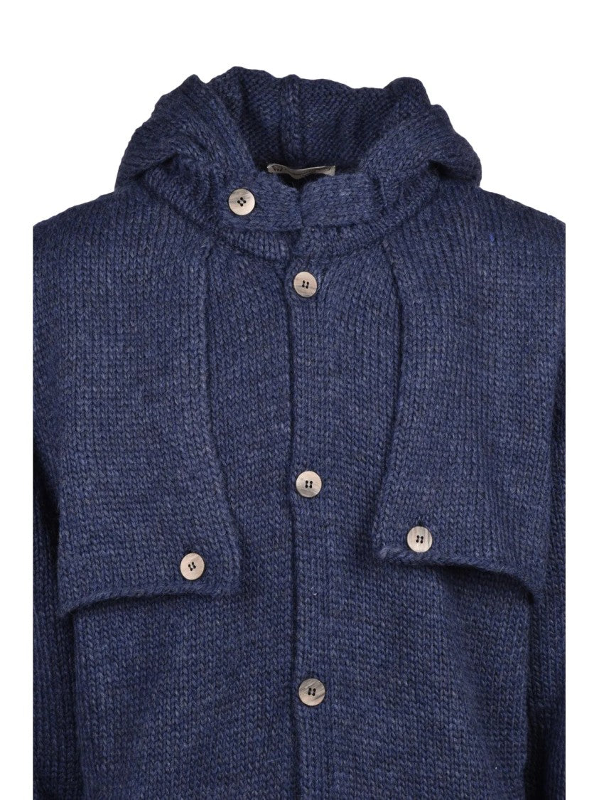 Cashmere Company P. Blue Knit Wool-Blend Coat