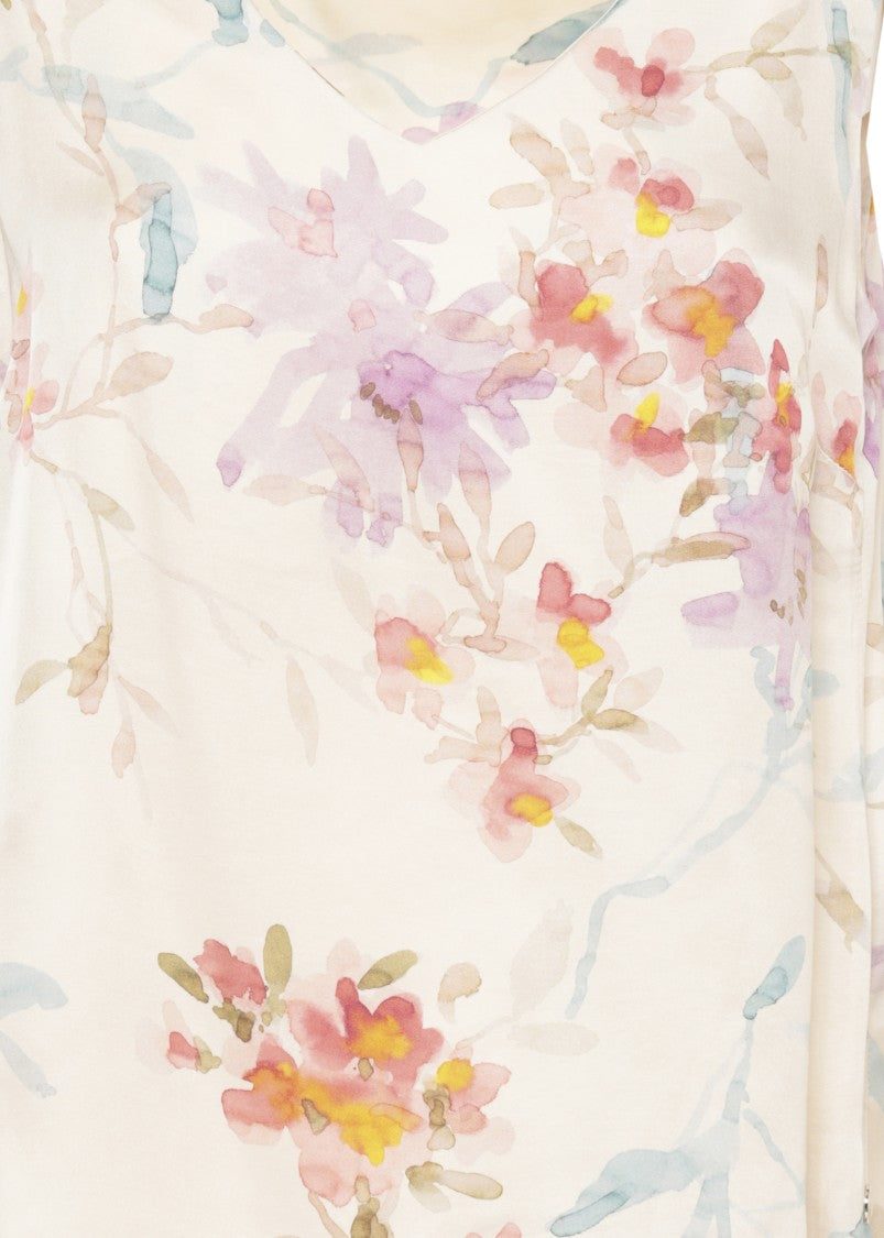 Herno Ivory Floral Viscose Tank Top