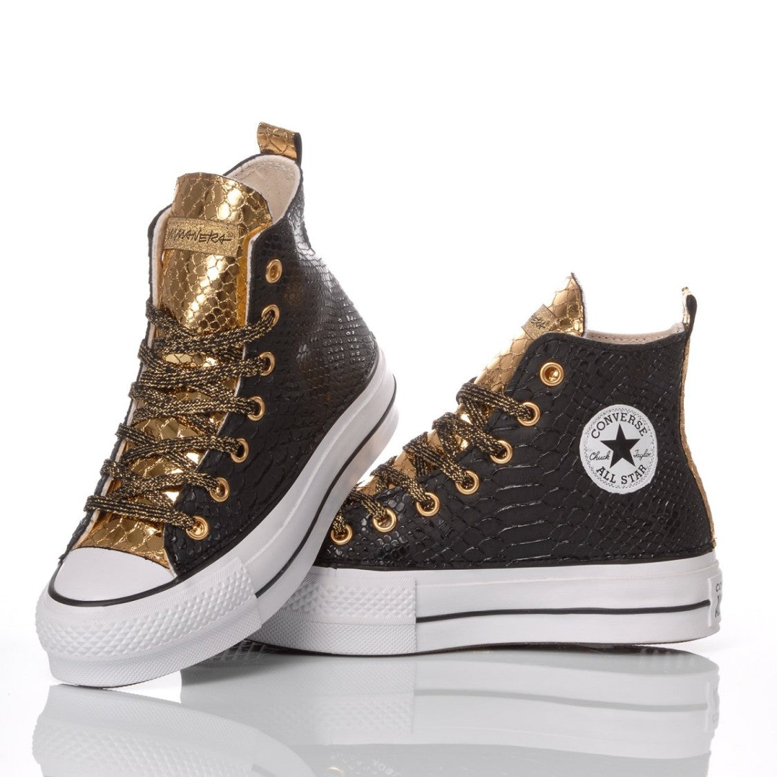Converse Platform Black, Gold Sneakers