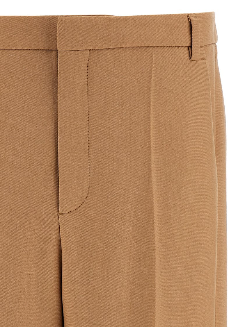 Valentino Garavani Wide-Leg Wool Gabardine Trousers With Turned-Up Hem