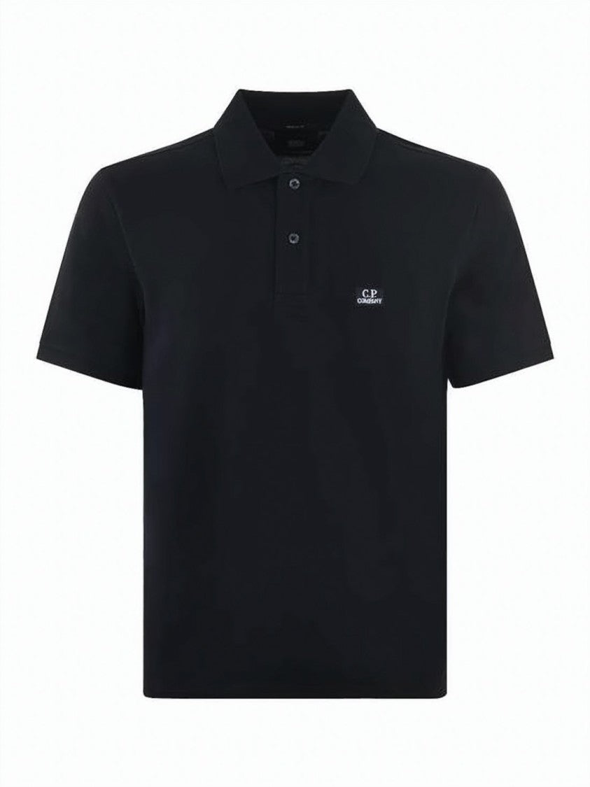 C.P. Company Black Polo Shirt With Three-Button Placket