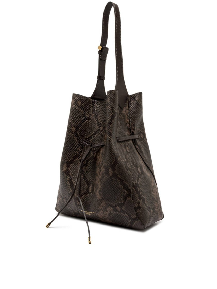 Gianni Chiarini Bucket-Style Handbag With Adjustable Strap And Snakeskin Design