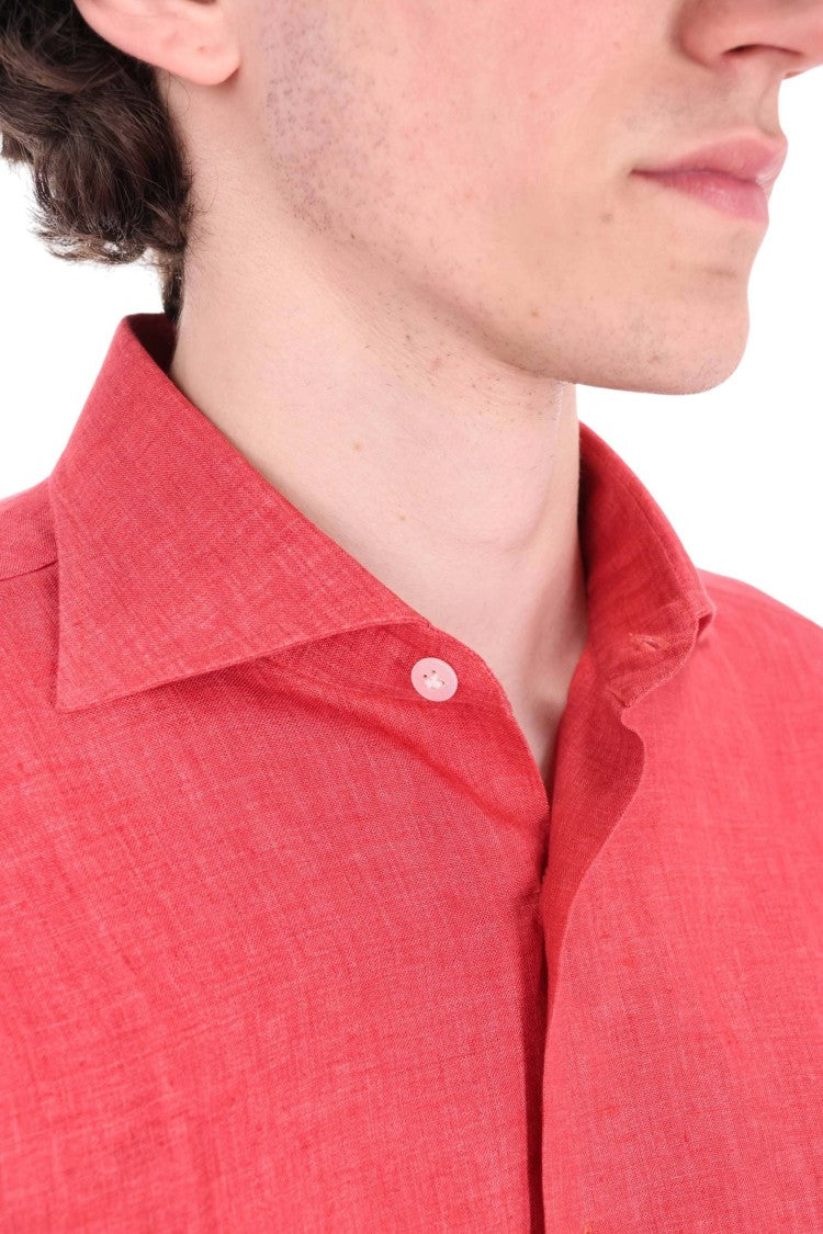 Borriello Red Pure Linen Casual Shirt
