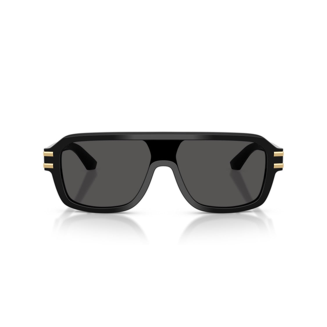 Dolce & Gabbana 0Dg4507 Rectangular Black Acetate Sunglasses With Gold Accents