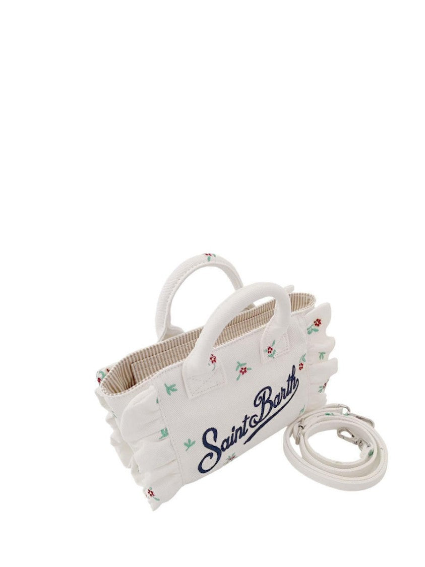 Mc2 Saint Barth White Unica Floral Embroidery Handbag