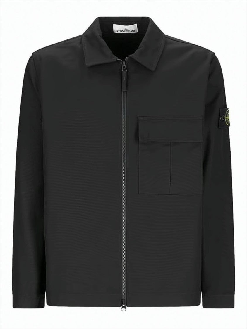 Stone Island Black Cotton Jacket With Minimalist Design