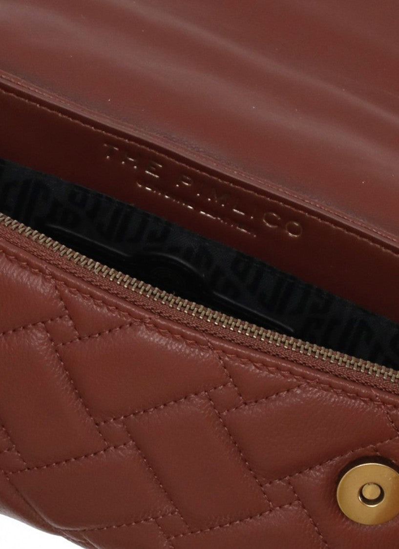 Kurt Geiger Brick Red Quilted Leather Dual Straps Mini Shoulder Bag