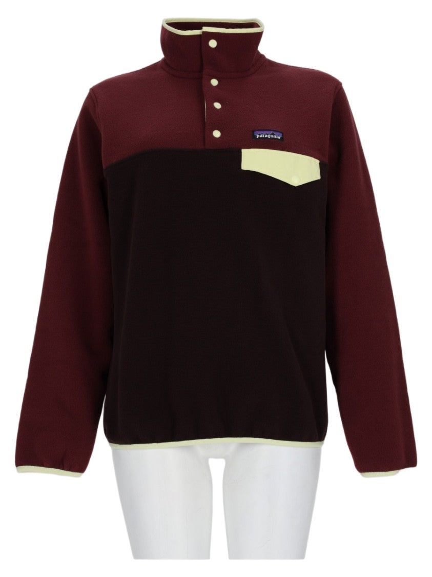 Patagonia Two-Tone Brown Sweater With High Collar And Contrasting Pocket Detail