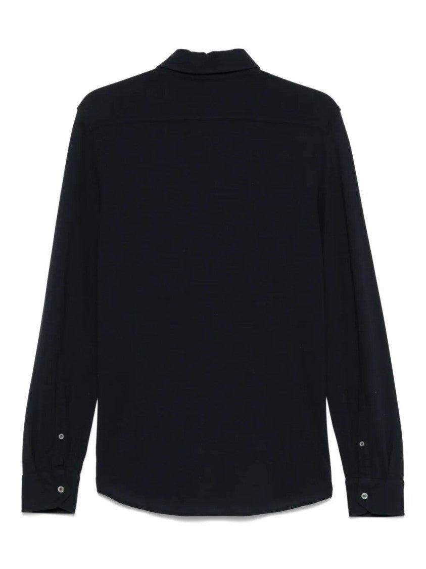 Drumohr Classic Tailored Black Cotton Shirt
