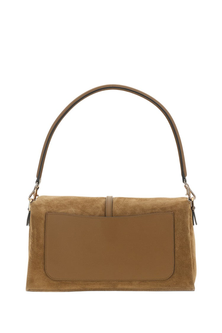 Tod's Beige Flap T Timeless Small Suede Shoulder Bag