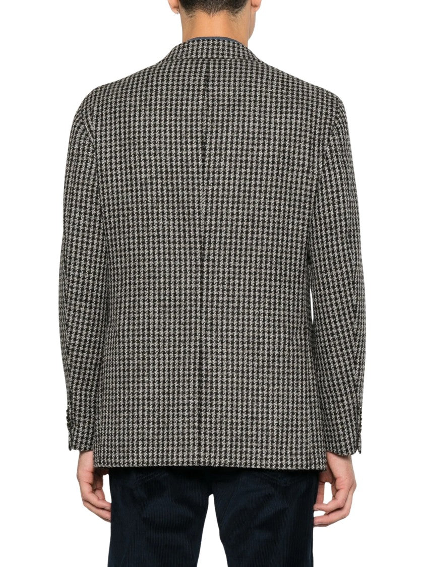 Gabriele Pasini Black Houndstooth Single-Breasted Blazer