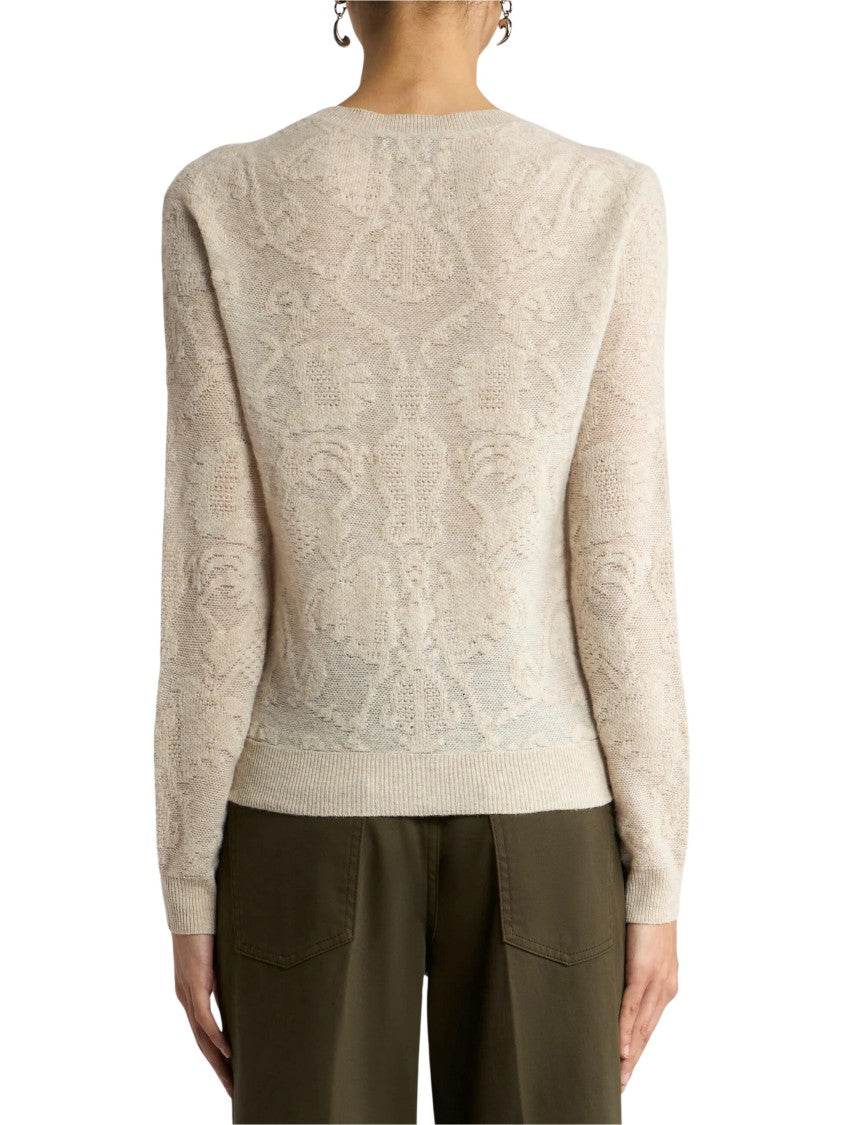 Etro Tailored Cropped Crewneck Sweater With Subtle Jacquard Pattern