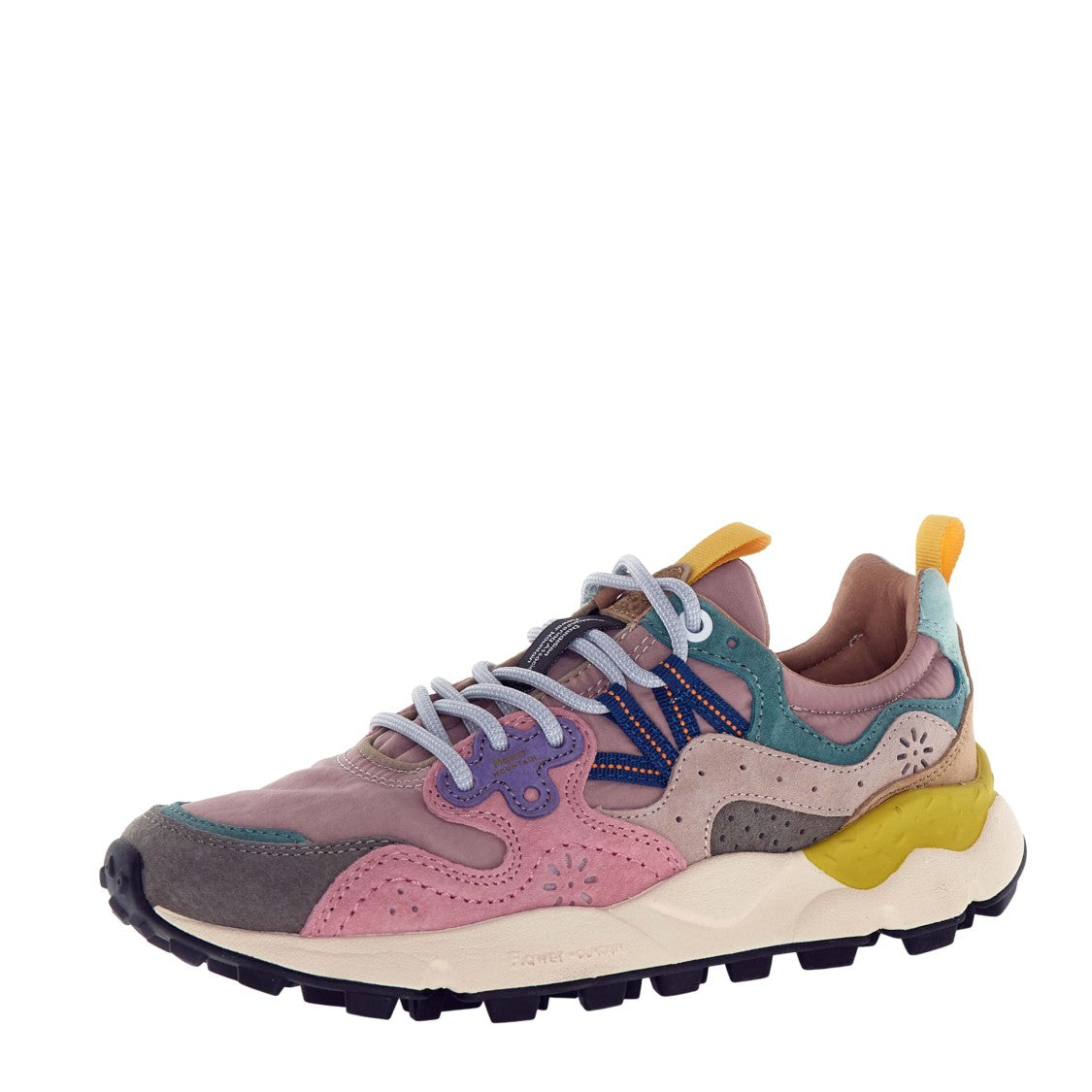 Flower Mountain Yamano 3 Sneaker In Gray And Pink Technical Fabric