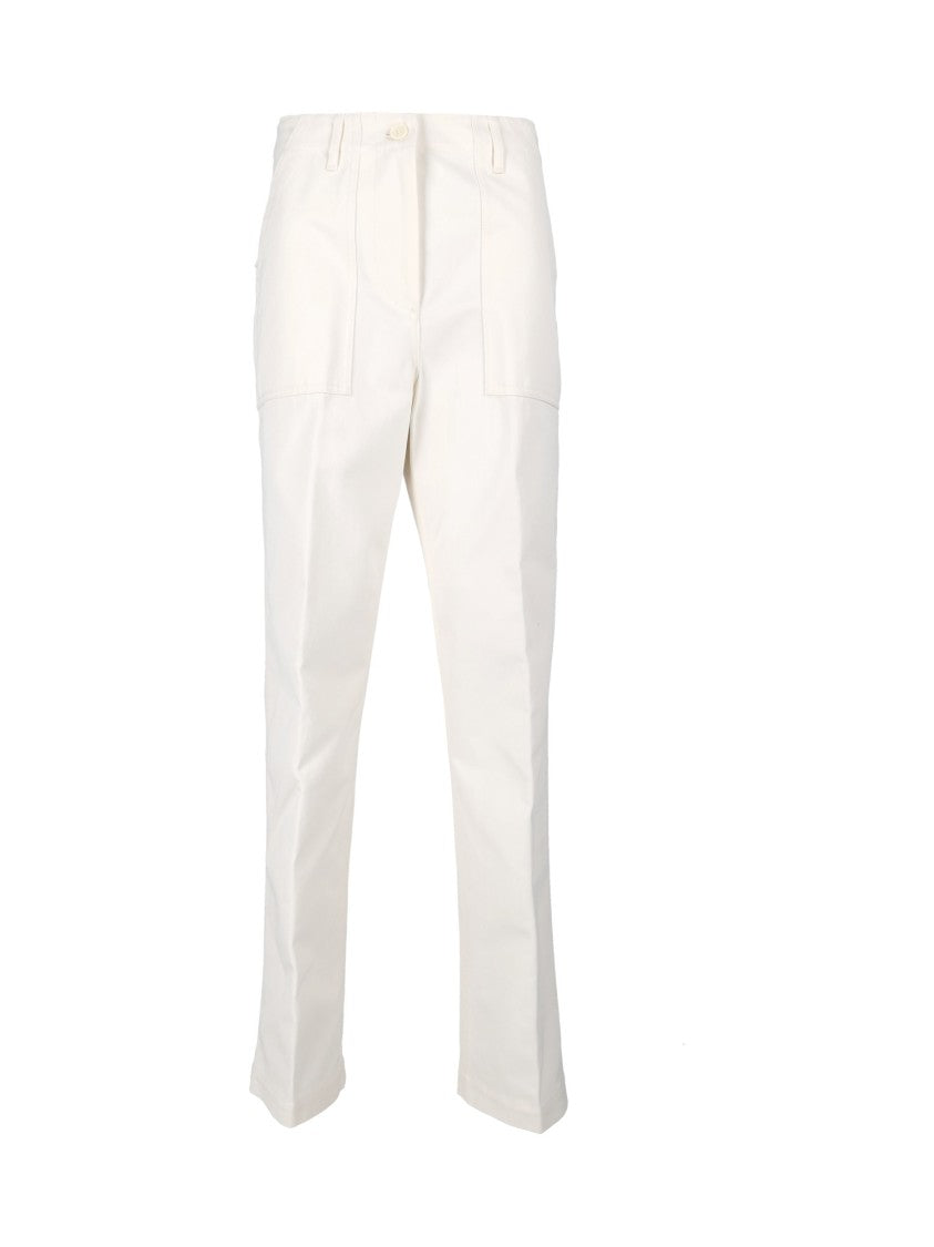 Aspesi High-Waisted Flap Button Straight-Leg Pants