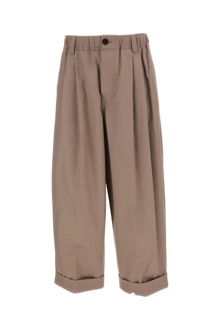 Marni Beige Double Pleat Cotton Canvas Trousers