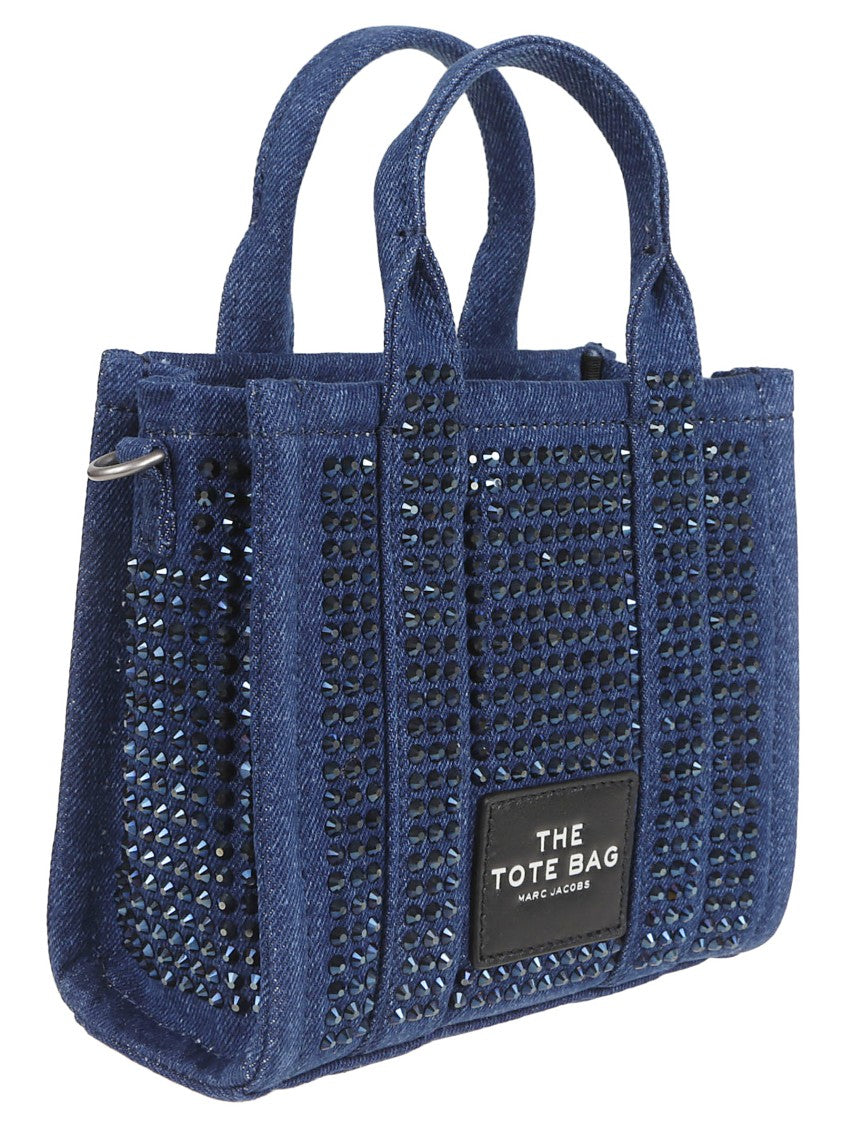 Marc Jacobs Cotton Denim Tote With Crystal Embellishments
