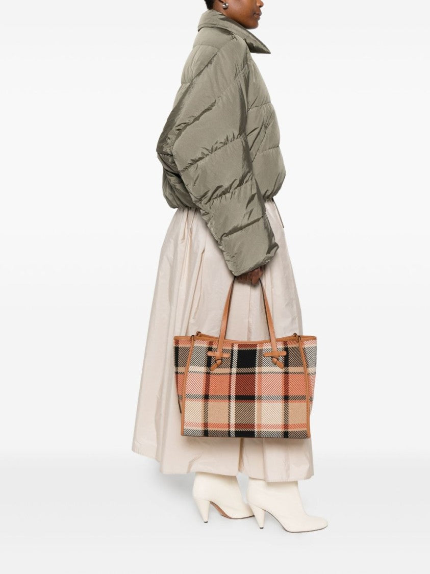 Gianni Chiarini Plaid Shopper Bag With Leather Trim