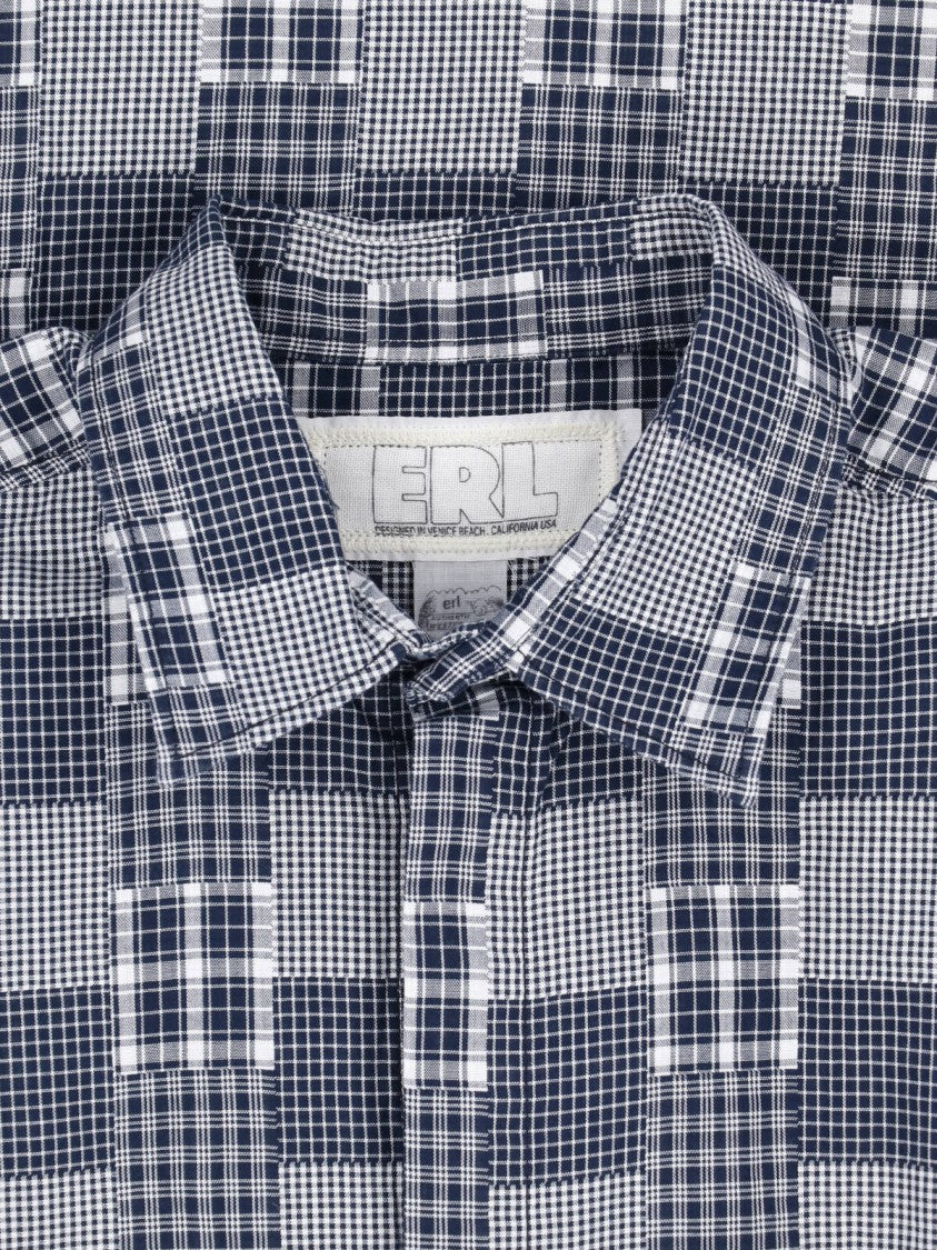 Erl Blue White Checkered Cotton Casual Shirt
