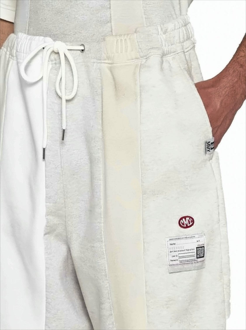 Maison Mihara Yasuhiro Patchwork Design Cotton Shorts With Elastic Waistband