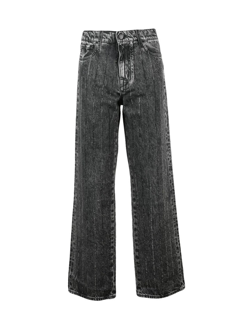 Cycle Wide-Leg Low Rise Jeans With Rhinestone Details